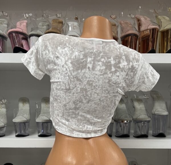 Luxe Angel White Velvet Crop Top - Image 3