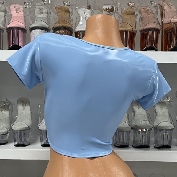 Cloud Nine Baby Blue Vinyl Crop Top - Image 3