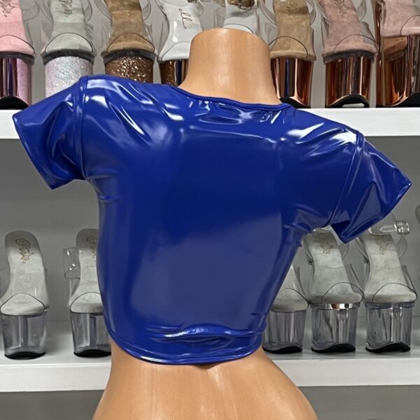 Electric Storm Royal Blue Vinyl Crop Top - Image 2