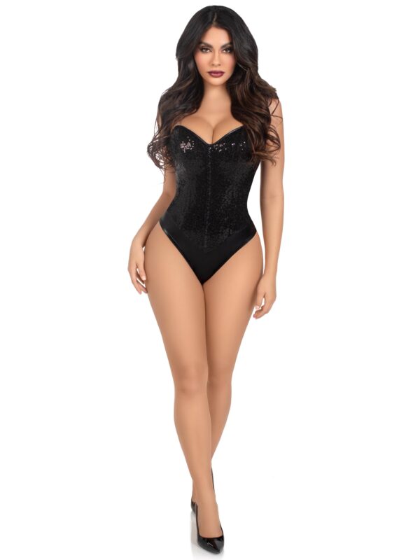 2 PC Sequin Boned Snap Crotch