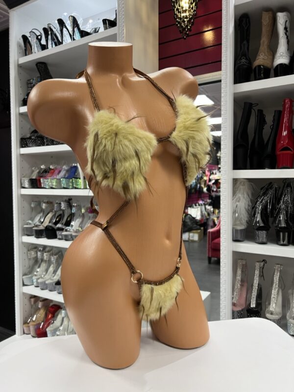 Fuzzy Gold Sling Bikini - Image 2
