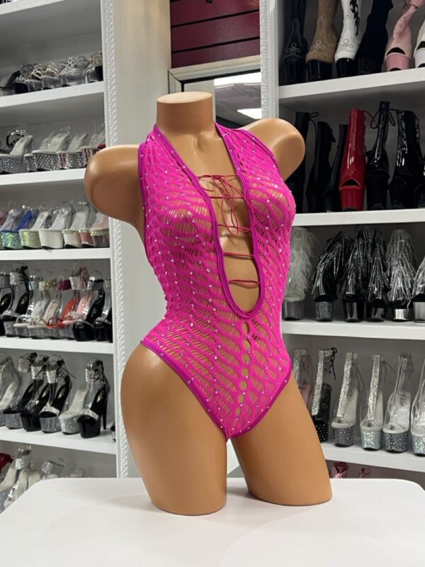 Pink Lace Up Bodysuit - Image 2