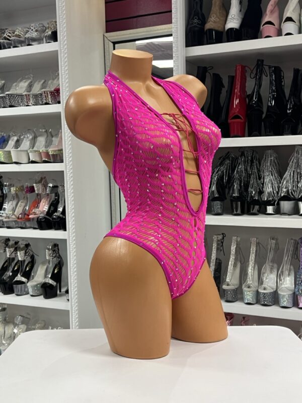 Pink Lace Up Bodysuit - Image 3