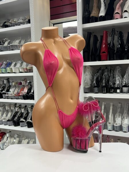 Hot pink micro bikini with triangle top and skimpy cut