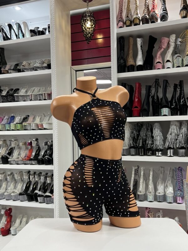 Black Fishnet O-Ring Short Set - Image 5