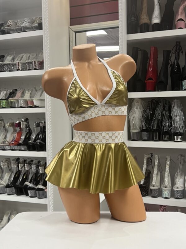Gold Designer Logo Skirt Set - Image 4