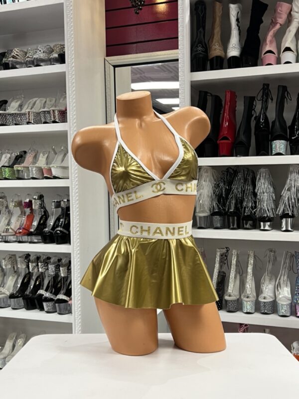 Gold White Designer Skirt Set - Image 4
