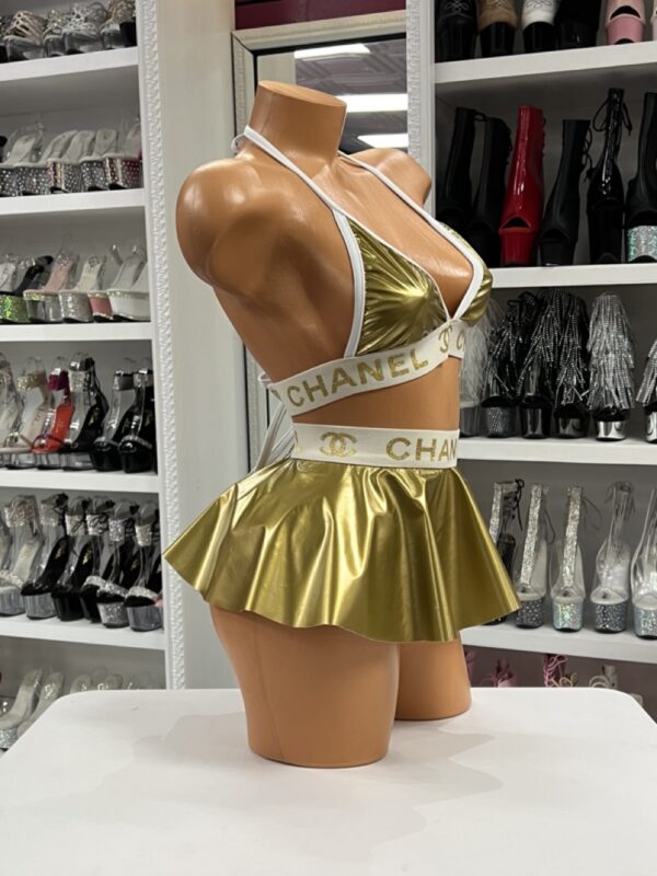 Gold White Designer Skirt Set - Image 3