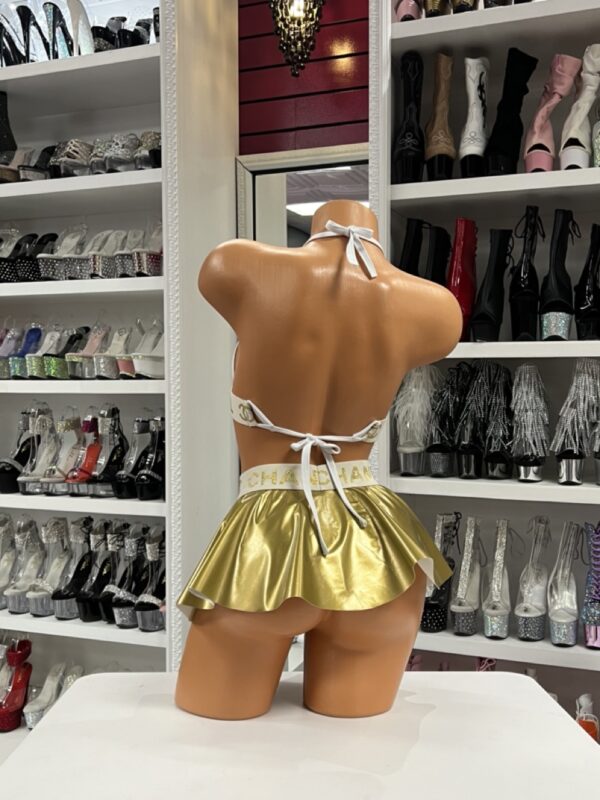 Gold White Designer Skirt Set - Image 2