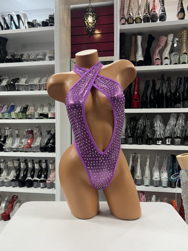 Metallic Lilac Rhinestone Bodysuit - Image 5