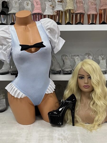 glass slippers blue velvet romper costume