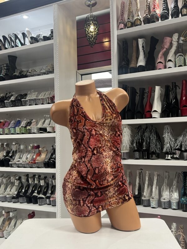 Red Snake Print Dress - Image 2