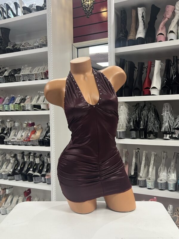 Burgundy Studded Mini Dress - Image 2