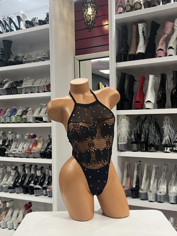Black Butterfly Mesh Bodysuit - Image 2