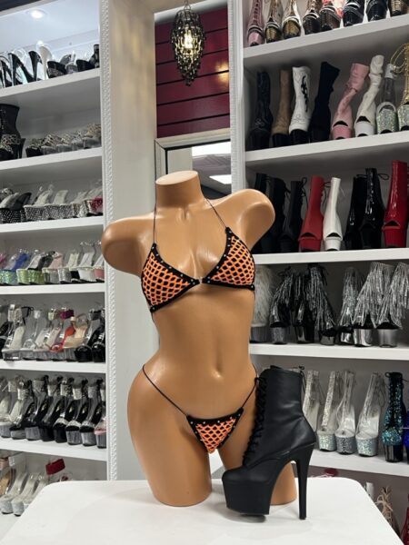 Orange Fishnet Micro Bikini