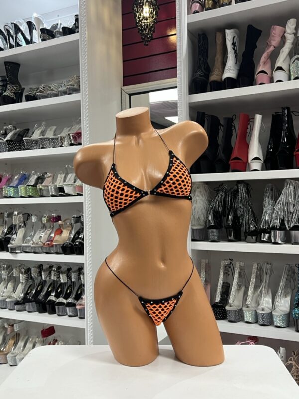 Orange Fishnet Micro Bikini - Image 2