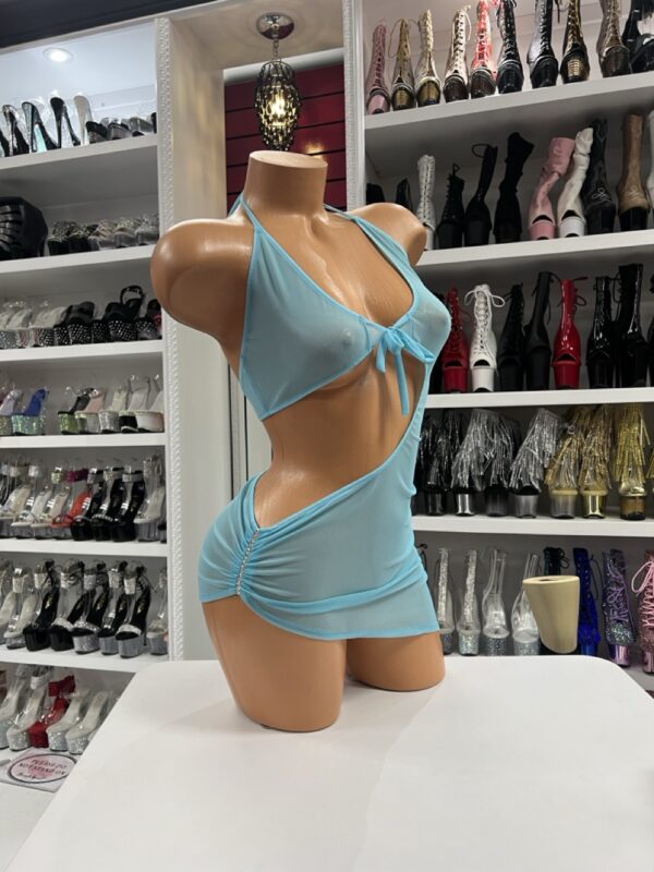 Blue Cutout Mini Dress - Image 3