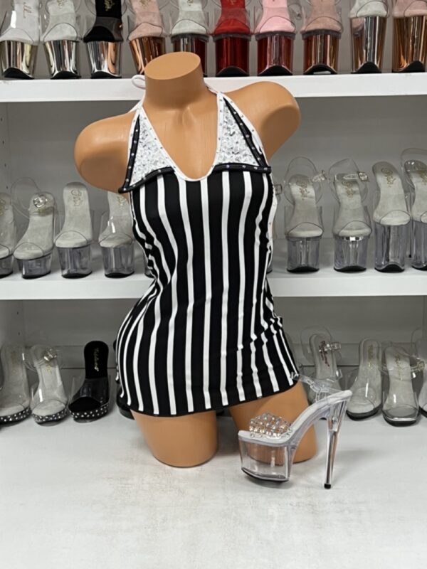 Striped Halter Mini Dress - Image 6
