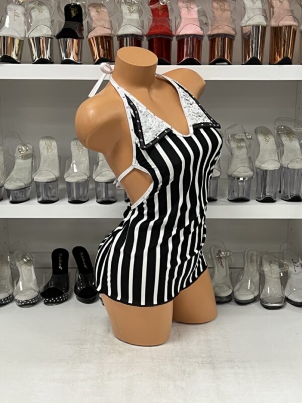 Striped Halter Mini Dress - Image 4