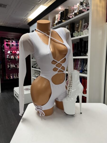 white cutout dance romper