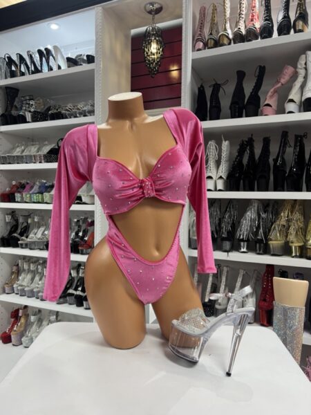 Pink Velvet Cutout Bodysuit