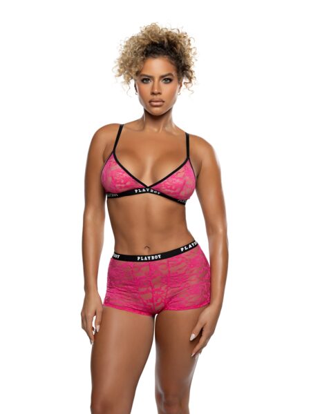 Flirty Bunny 2pc Lounge Set Hot Pink & Black