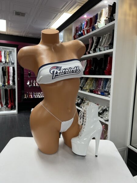 White sporty bandeau two piece micro lingerie set