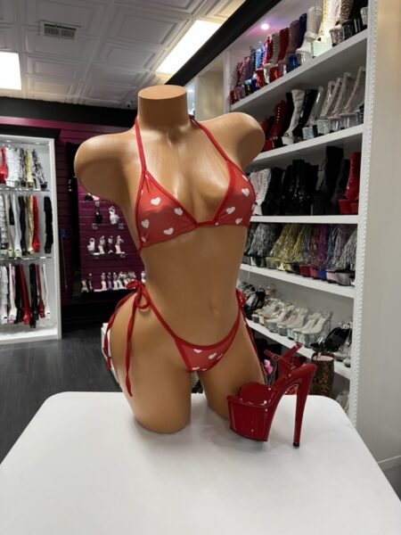 Red Heart Tie Bikini