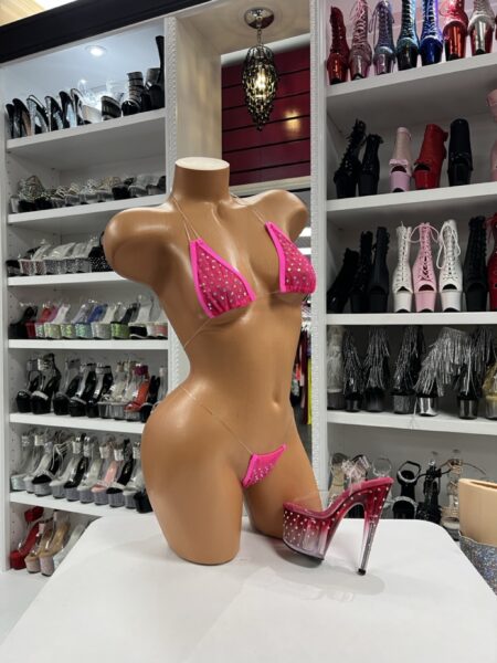 Hot pink crystal bikini with rhinestone embellishments