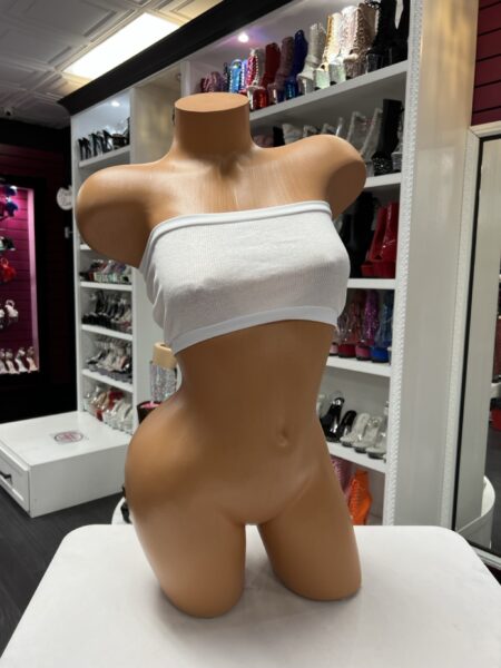 White bandeau tube top strapless crop top