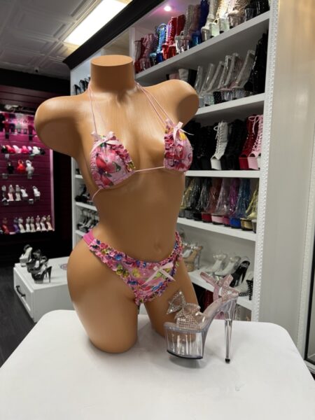 Pink Floral Ruffle Bikini