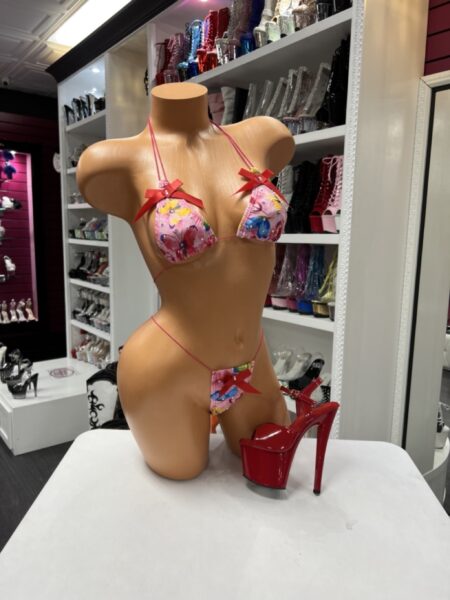 Pink Bow Print Bikini