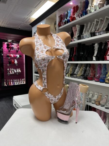 Baby monkey ring bodysuit with cutouts and playful print