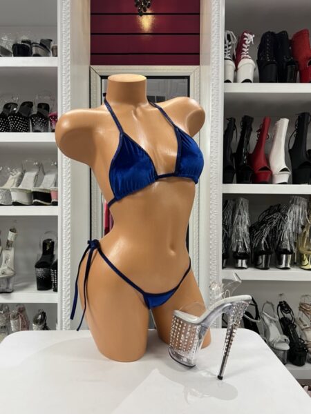 Royal blue micro bikini with triangle top and tie side thong minimal sleek design
