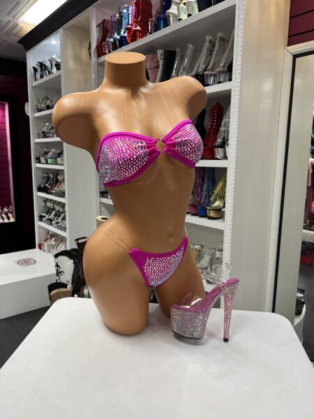 Fuchsia Rhinestone Bikini Set