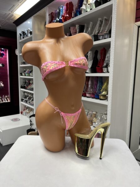 Pink Rhinestone Micro Bikini