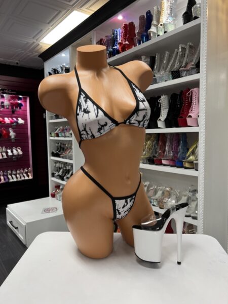 Monochrome silhouette micro bikini with black and white print and triangle top