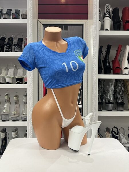 Italian Victory Crop Top blue athletic-inspired crop shirt