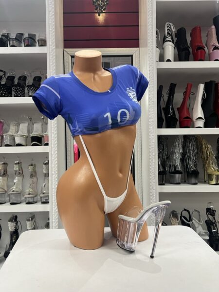 Victory Blue Crop Top blue athletic-inspired cropped shirt