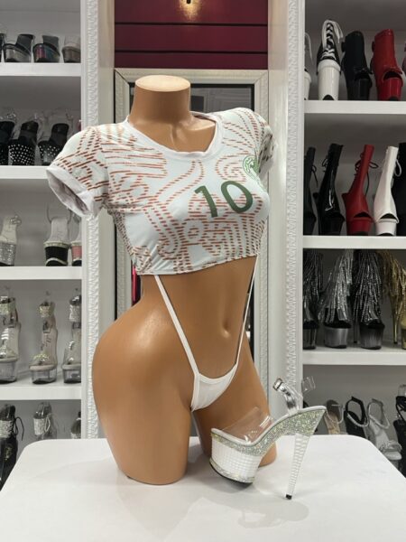 Aztec Match Crop Top white athletic-inspired cropped shirt