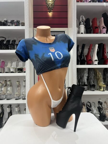 Midnight Match Crop Top blue athletic-inspired cropped shirt