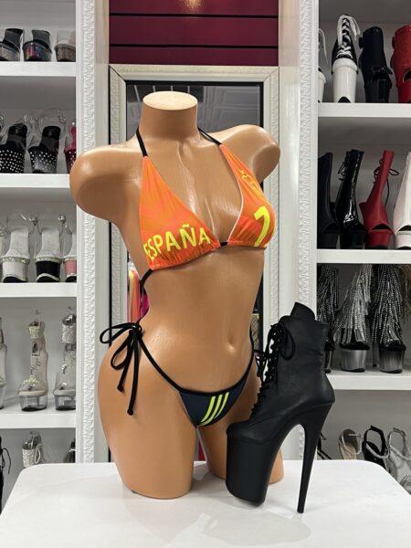 Sunset Soccer String Bikini with triangle halter top and tie-side thong bottom