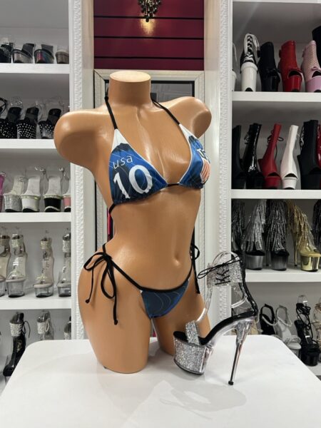 Stars Soccer String Bikini with triangle top and tie-side thong bottom