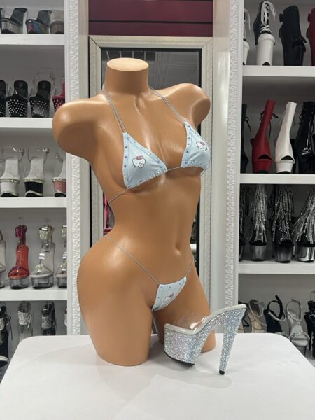 Baby Cloud Charm Bikini pastel blue triangle bikini with cloud graphics and crystal accents