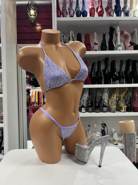 Lavender Crystal Micro Bikini with crystal-studded triangle top and matching micro thong.