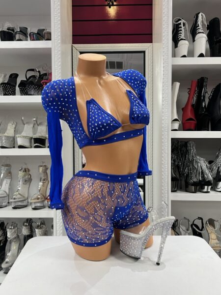 Royal Fishnet Shorts Set
