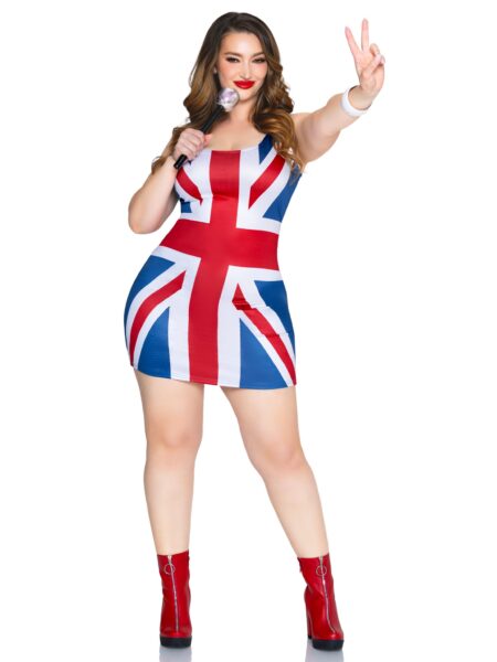 Plus Size 1 PC British Flag Dress - MULTICOLOR