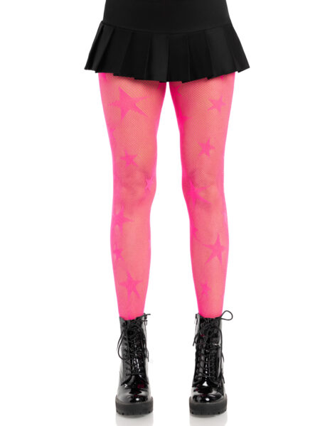 Star Net Tights - NEON PINK
