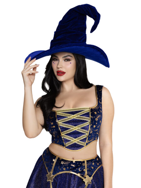 Velvet Ruched Witch Hat - ROYAL BLUE