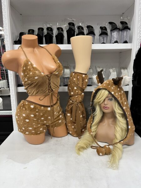 Furry Fawn Costume Set brown spotted four-piece deer outfit